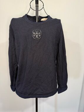 TheTory Burch Navy Wool Blend Logo Sweater | Size Medium | Classic Crewneck